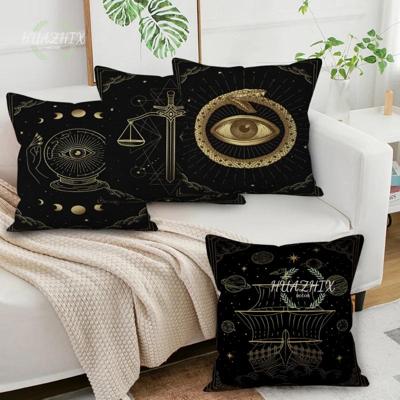 

Tarot Cards Patterns Pillow Case Peach Skin Mystery Printed Gifts Art Sofa Car Seat Cushion Cover Room Decoration Aesthetics