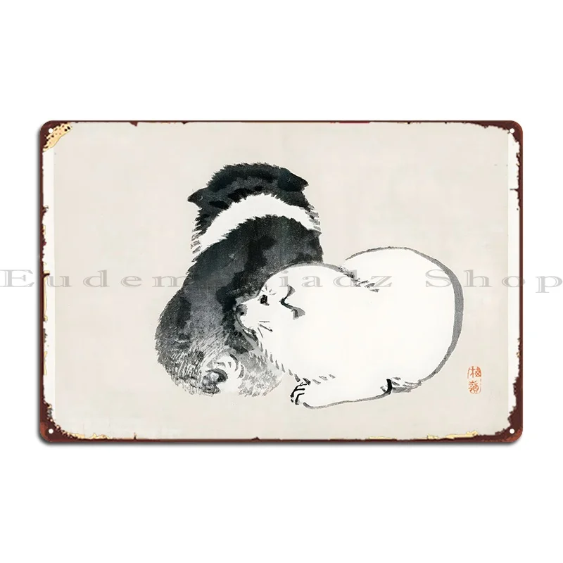 Ukiyo E Japanese Dog Metal Sign Funny Poster Decoration Crea Personaggio Tin Sign Poster