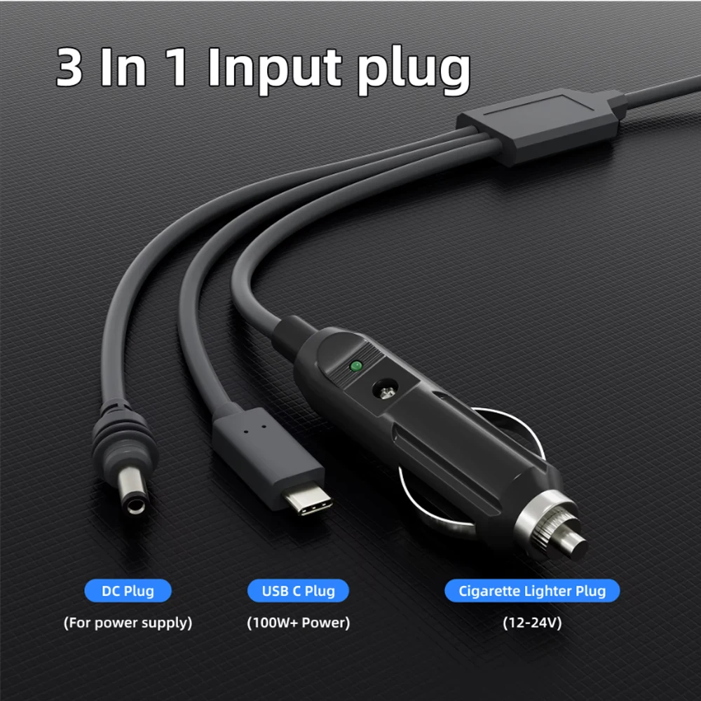 for Starlink Mini 3 in 1 DC Power Cable 10FT 100W USB C 12-24V Cigarette Lighter Plug and DC Male Power Cable Cord for Starlink 6