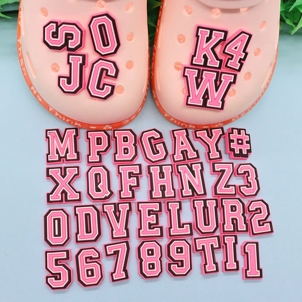 37Pcs Pink Alphabet Letter Number Series Shoe Charms For Croc Sandals, PVC  Shoe Decorations Accessories For Christmas, Birthday, Party, Gift Shoes  Pins For Teens Men Women And Adults