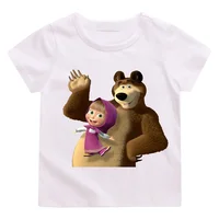 Cute Mashas and Anime Bear Children T-Shirt Anime Cartoons Kid Tee Shirts Kawaii Casual Clothes Boy Girl Fashion Short Sleeve 1