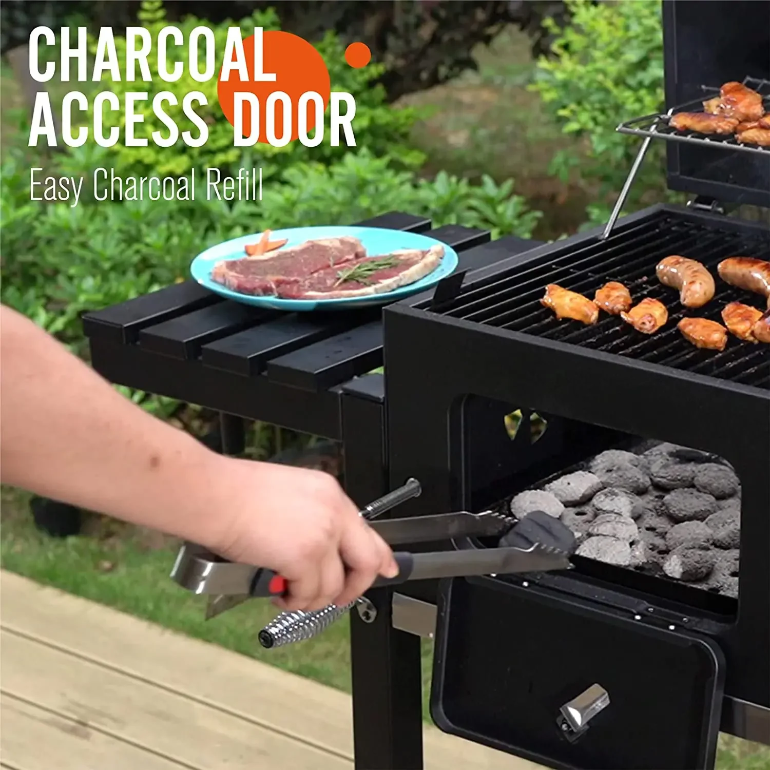 Oversize Charcoal Grill Easy Clean with Extra Large Cooking Area BBQ Grill For Outdoor Camping and Family Frends Gathering Black 6