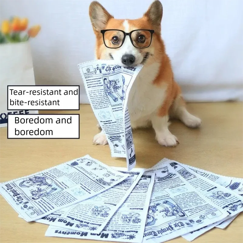 Tearproof Pet Dog Squeaky Toy Simulated Newspaper Playing Cards Teeth Resistant Interactive Toy For Corgi Teddy Puppy GWJ31_voghion.com