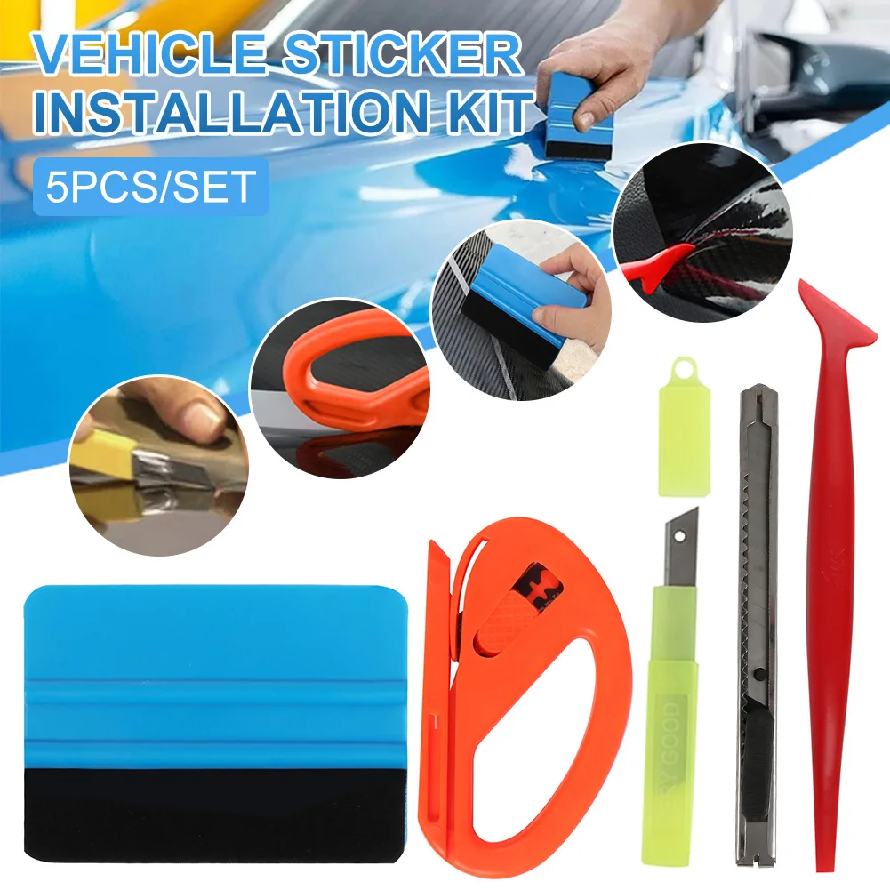 5Pcs Portabilità Car Vinyl Wrap Tool Kit Auto Car Window Tint Film Raschietto Tergipavimento Spatola In Vinile Craft Cutter Accessori Per Auto