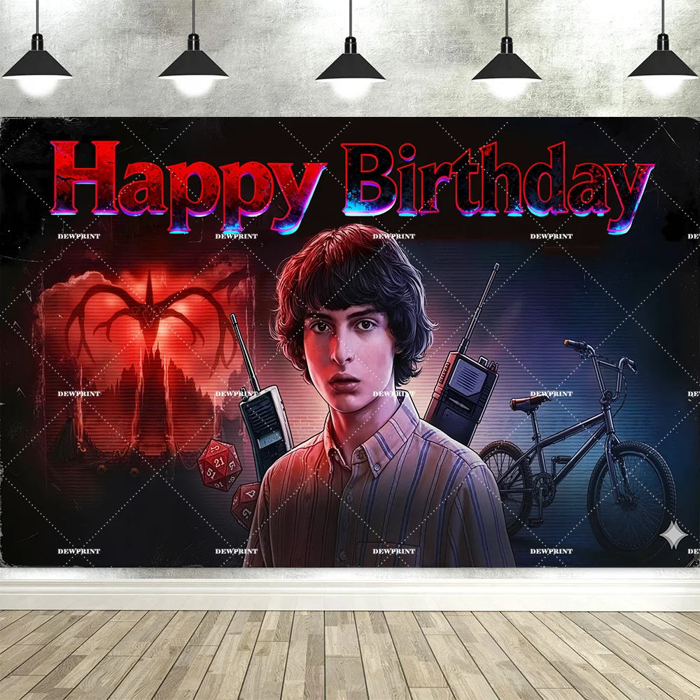 Dewprint アメリカンニューエイエスティートVHD ストレンジャーT TV背景幕 アルファベットライト エピソードシリーズバナー パーティーデコレーション背景 写真撮影用小道具 ファンギフト