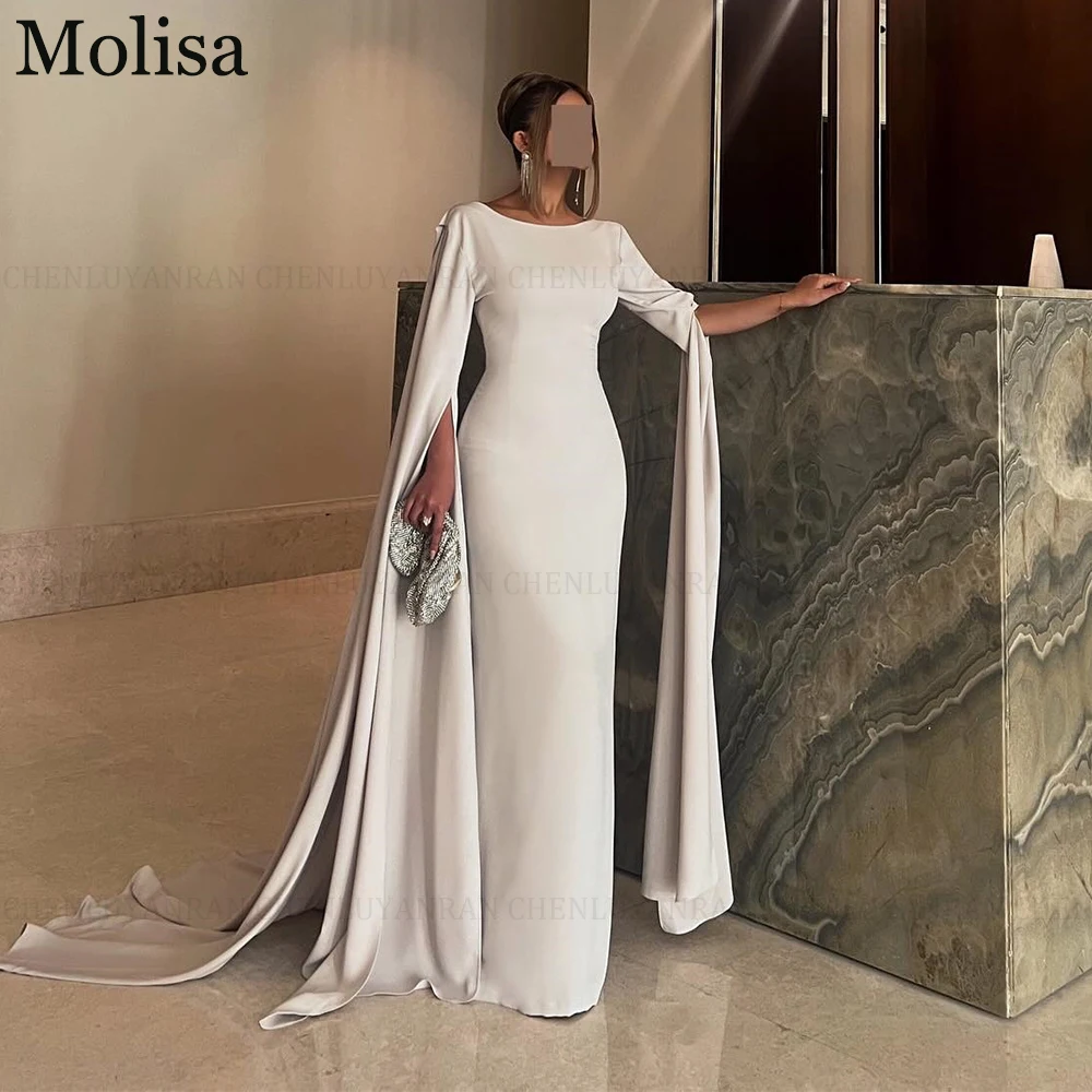 

Женское платье с юбкой годе MOLISA, элегантное вечернее платье до пола с круглым вырезом, разрезом на спине и молнией, 2024