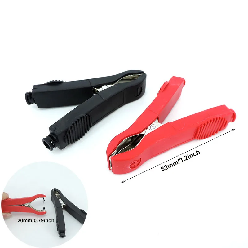 76mm 35A Insulated Alligator Crocodile Clips Red Black Electrical Connection car Battery Terminal Test Probe lead Connector alligator clips electric test clamp test probes test clip