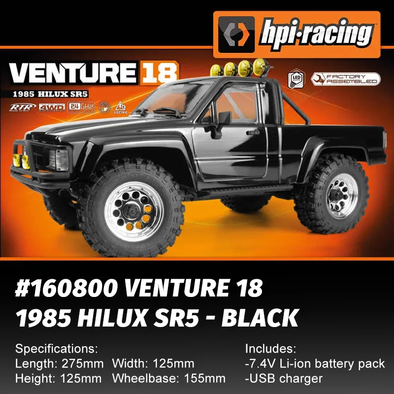 HPI Venture 18 Brushed Climbing Car 1/18 1985 Hilux SR5 RC Remote Control Model Car Adult Children's Toy 3