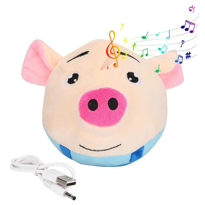 

Singing Dancing Plush Toys Electric Plush Pet Ball Toy USB Charging Pig Bouncing Jump Ball Toy for Children's Day Patty Supplies