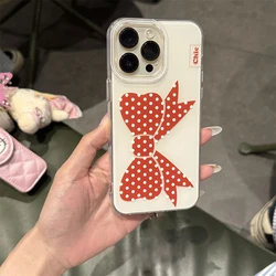 Aesthetic Red Bowknot Cherry Pattern Kawaii Phone Case - iPhone 13 Mini (Transparent Case)