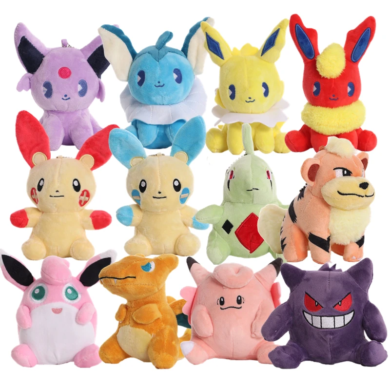 12-20cm Pokemon Stuffed Plush Toys Clefable Gengar Plusle Minun Cartoon Figure Soft Cute Dolls Pendant Kids Birthday Gifts Decor