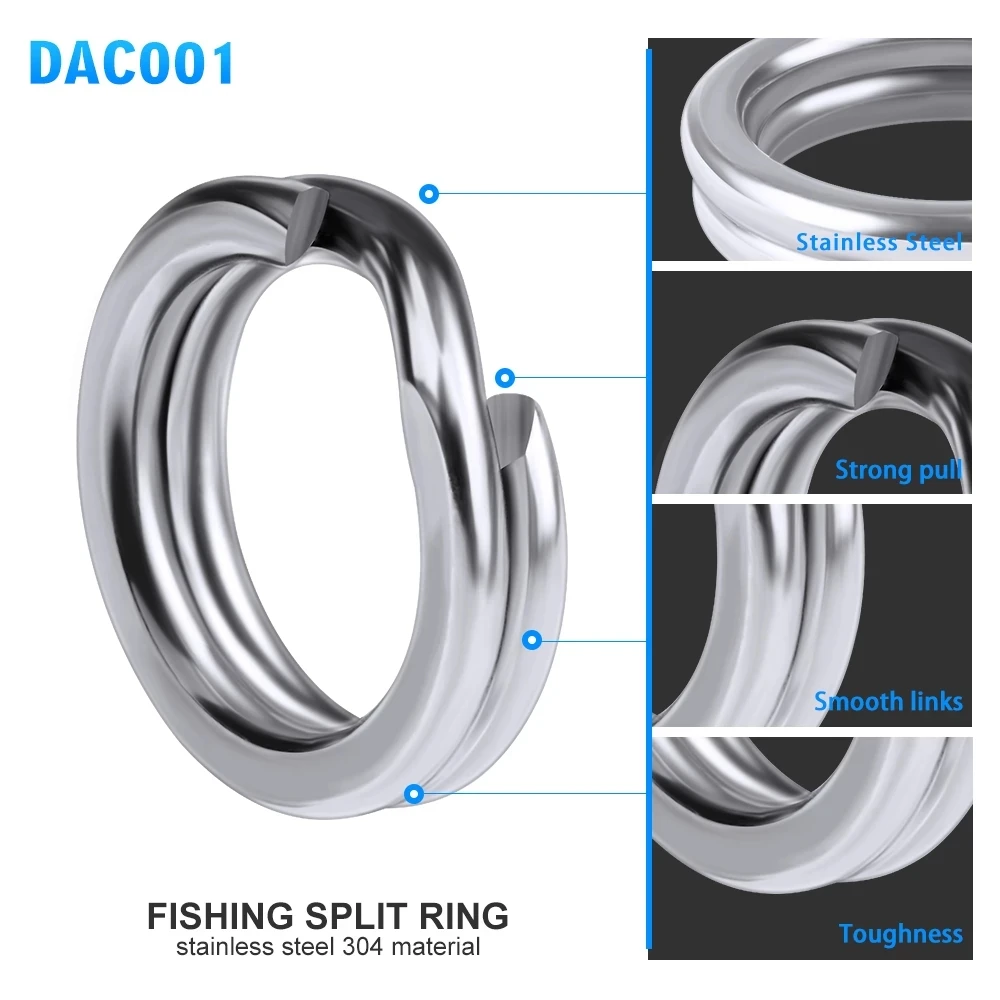 100 Pieces/Bag Stainless Steel Split Ring Heavy Duty Fishing Double Ring  Connector Fishing Accessories Fish Hook Snap Ring