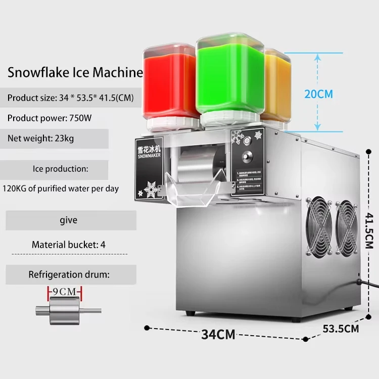 Description Picture 3 of itemSnowflake Ice Machine New Design 120KG/24H Air-cooled Small Snow 4 Flavors Snow Ice Bingsu Shaver Smoothie Crusher 110V 220V