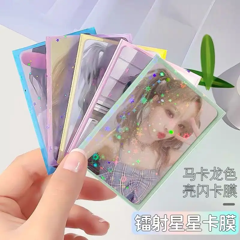 50 Pz Coreano Kpop Card Sleeves Glittery Star Kpop Toploader Card Maniche Per Fotocard Idol Photo Card Custodia Protettiva