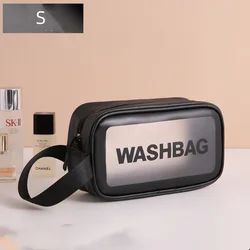 Large Capacity Transparent PVC Makeup Travel Bag - Dustproof & Portable Cosmetic Storage Handbag (Black S)