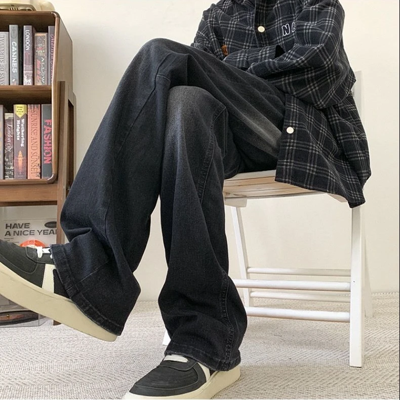 Fashion Jeans Men's Trendy Loose Comfort Straight Denim Trousers High Street Male Fashionable Cotton Wide-Leg Denim Pants