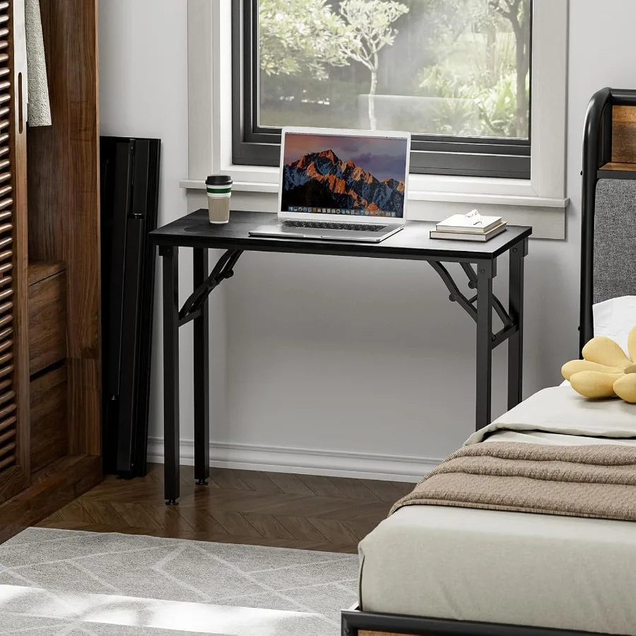 Small Computer Desk Folding Table 35.8 Foldable Office Desk No Assembly Perfect for Small Spaces in Bedroom or Apartment Portab