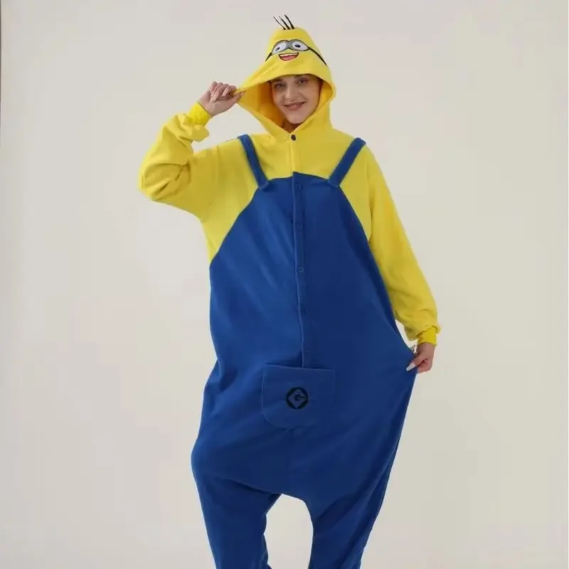 Minions Cosplay Kigurumi Onesies Pajamas Cartoon Anime Jumpsuit Sleepwear Adult Home Clothes Christmas Halloween Costume
