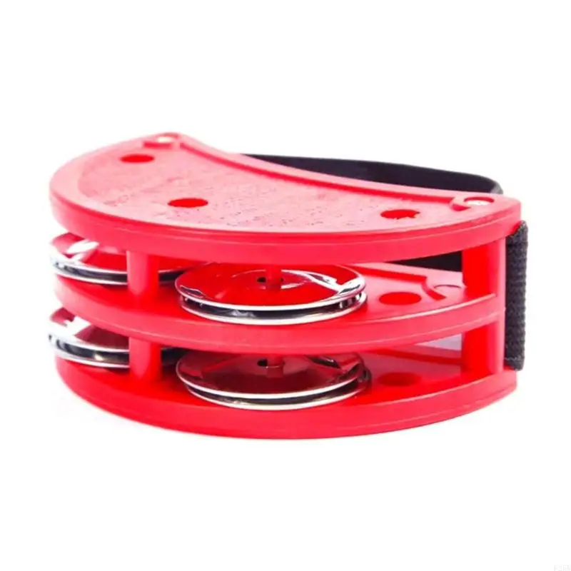 Foot Tambourine Orff Musical Instrument Half Moon Tambourine Foot Rattle Bells Double Row Percussion Instrument