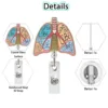 Medical Heart Lung Brain Acrylic Glitter Retractable Badge Reel Rotating Crocodile Clip ID Badge Holder for Doctor Nurse 2
