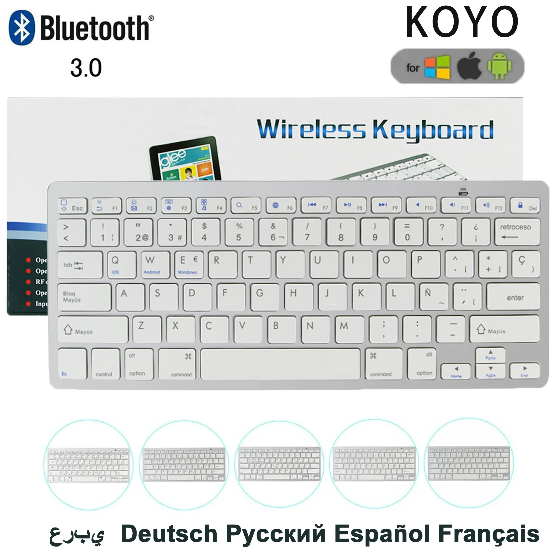 Russian Spanish Arabic Korean New Portable Wireless Bluetooth 3.0 Keyboard For iPad Tablet Phone PC Android IOS Windows System Wireless Keyboard Tablet Keyboard iPad Keyboard