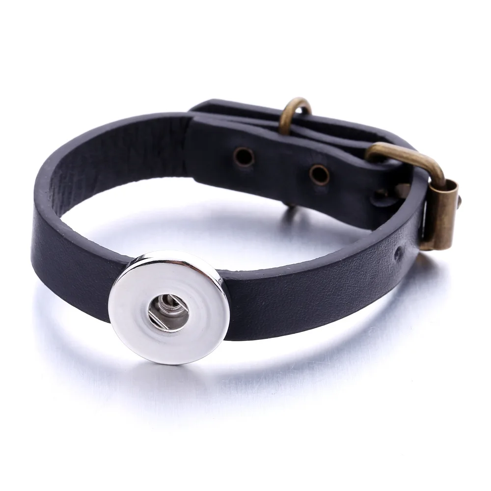 15pcs Snap Button Jewelry Bracelets 18mm Snap Button PU Leather Bracelet  Women Men Snaps Jewely