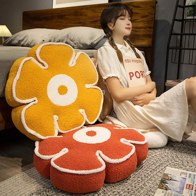 INS Flower Throw Pillow Sofa Cushion Nordic Style Soft Stuffed Fluffly Flower Floor Pillow Seat Chair Cushion Kawaii Room Decor