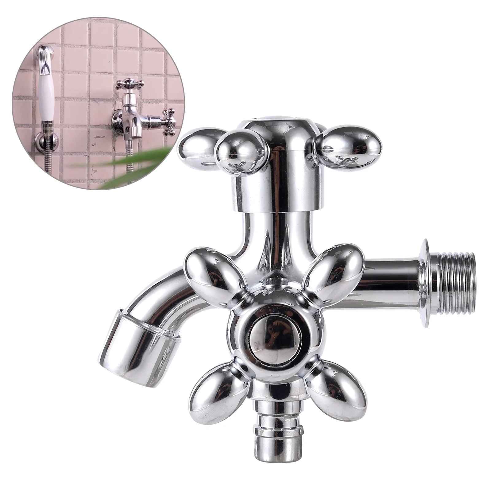

Dual Control 2 Outlet Faucet Waterstop Valve Garden Irrigation Washing Machine Tap Shower Bathroom Toilet Triangular Valve
