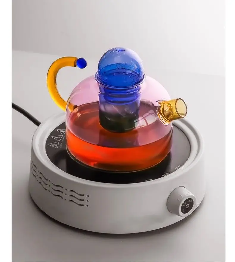 Multicolored Glass Heart Resistant Glass Teapots Suits Cups Borosilicate Boil Water Tea Sets Kettle Water Cup Bottle