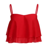 Sexy Sleeveless Pleated Ruffle Crop Tanks For Women Trendy Double Layer Chiffon Blouse T-shirt Crop Tanks For Women Plus Size - Image 4