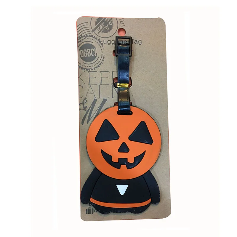 Nightmare Before Christmas Anime Figure Halloween Pumpkin Creative Silicone Luggage Tag Pendants Hang Tags Tourist Products Toy