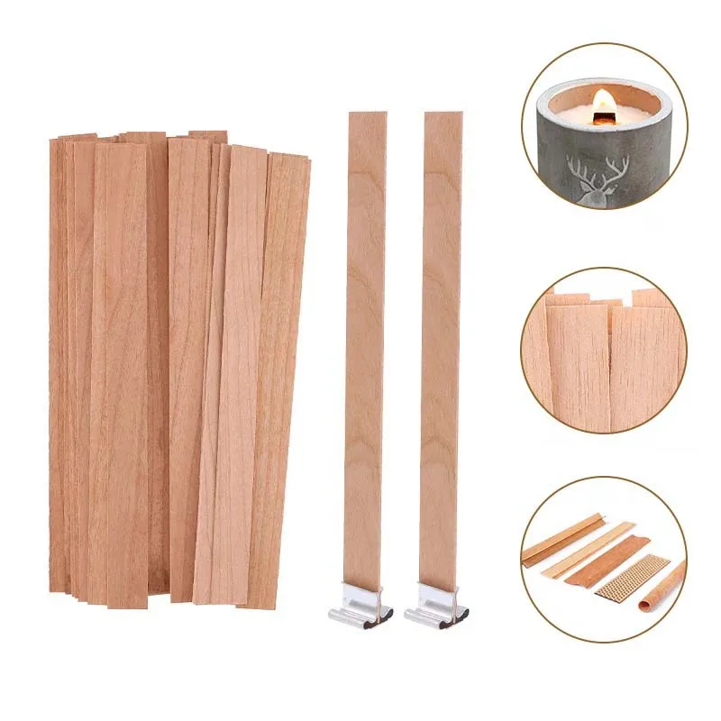20-Piece Wooden Candle Wick Set with Clips