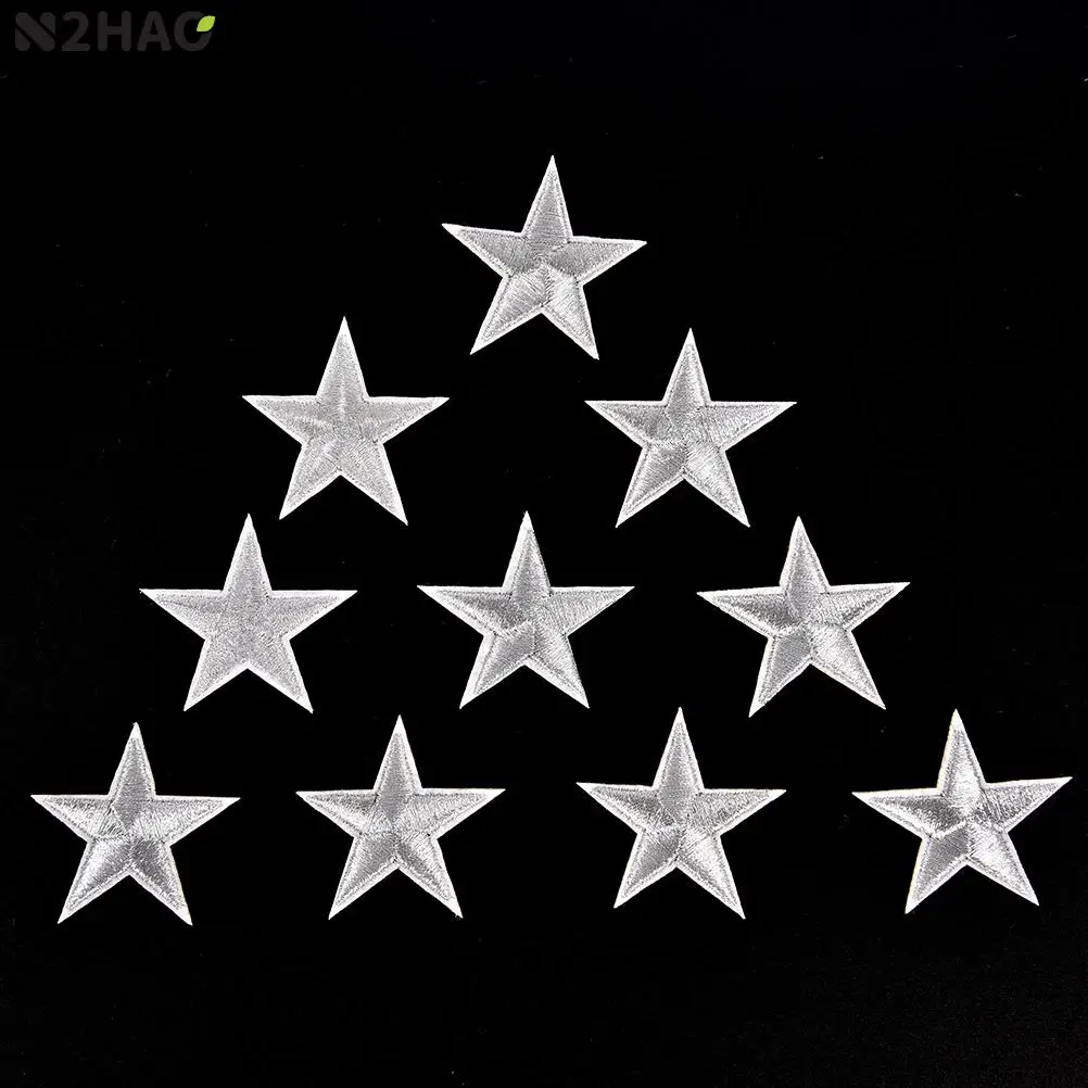 N2HAOSilver10PiecesStarPatchDIYAccessoriesDIYClothingSewing