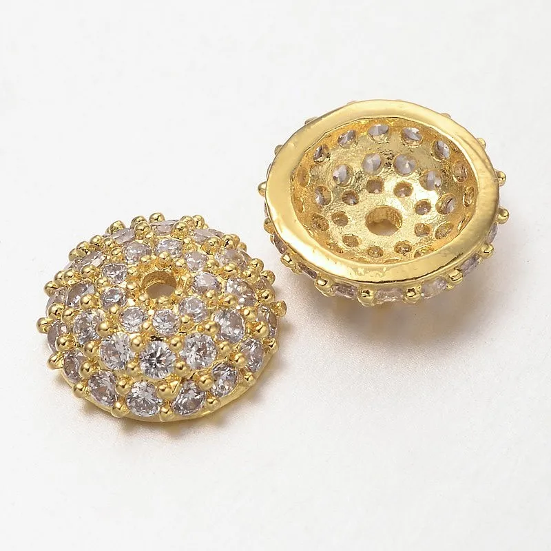 20 Stück mehrfarbige Messing-Micro-Pave-Zirkonia-Perlenkappen, halbrunde Kuppel 8x3mm mit 1mm Loch für DIY-Schmuckherstellung