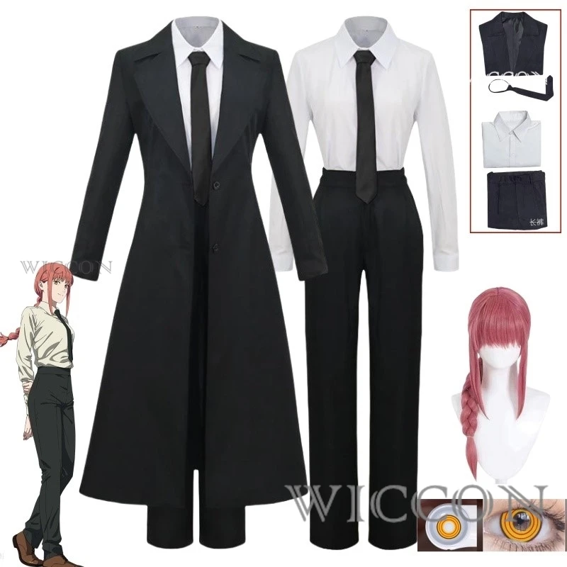 

Makima Cosplay Costume Anime Chainsaw Makima Cosplay Costumes Wig Trench Shirt Tie Pants Men Women Suits Halloween Uniform