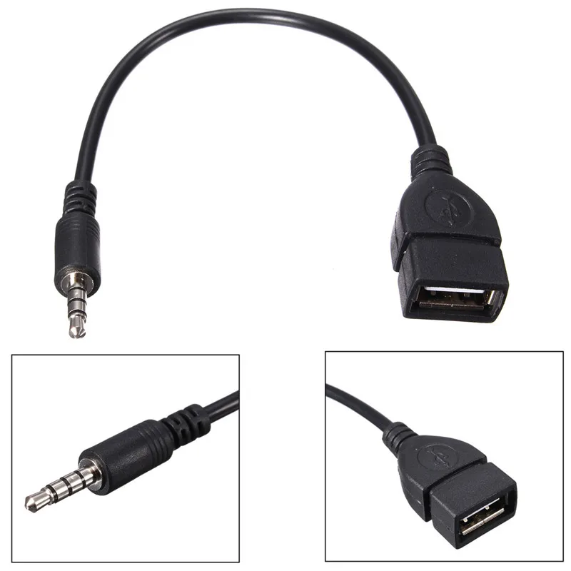 

100PCS wholesaler 3.5mm Male Audio AUX Jack to USB 2.0 Type A Female OTG Converter Adapter Cable