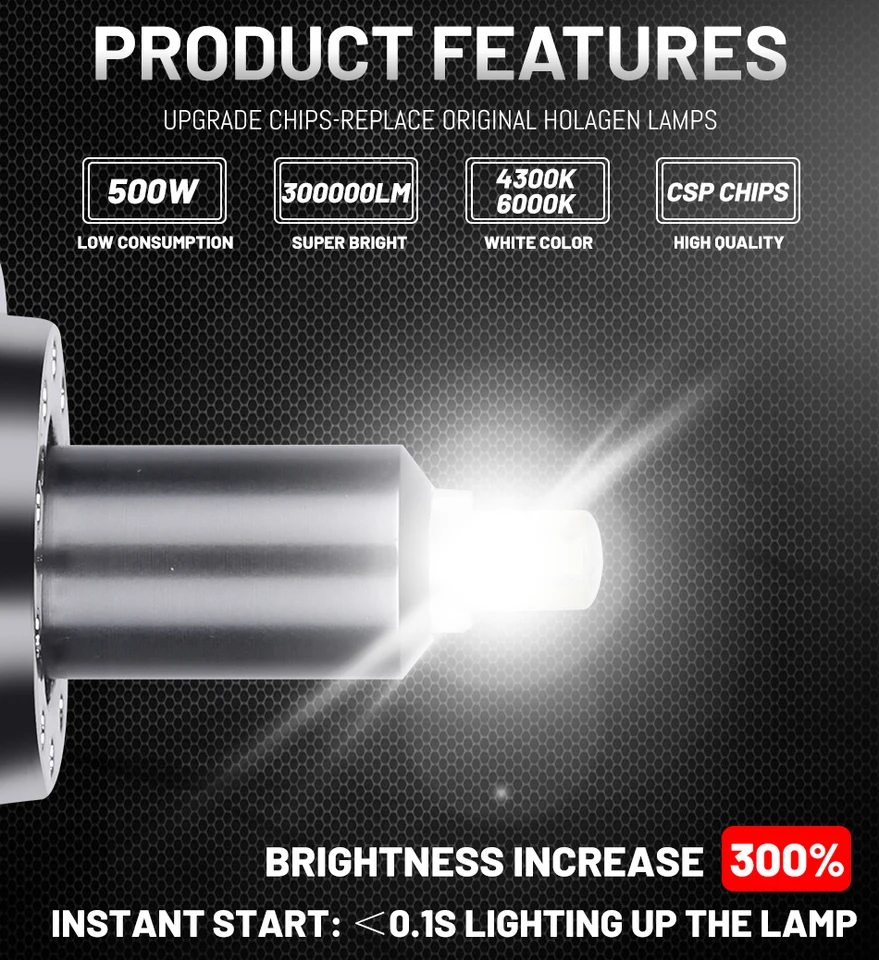 H7 H11 LED Canbus 360 H4 H1 300000LM 500W HB3 HB4 9005 9006 9012
