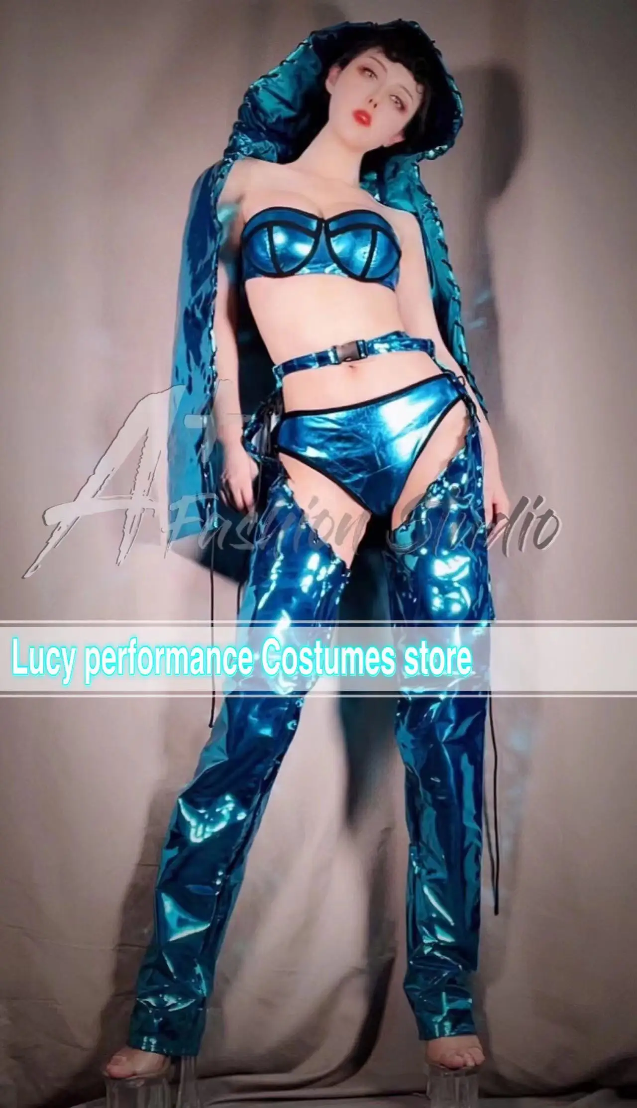 

2022 popular blue high-end atmosphere customized nightclub guest gogo performance bar DJ dance DS night scene sexy suit