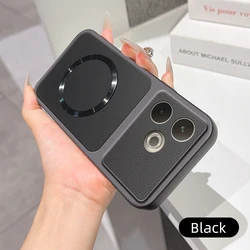 Luxury Leather Matte Magnetic Soft TPU Phone Case for OPPO A5 Pro 4G (Black)