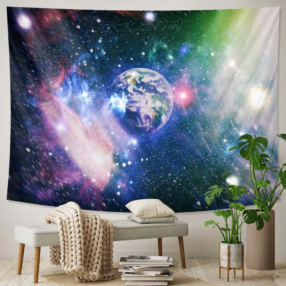 

Space Planet psychedelic scene home art decorative tapestry witchcraft tapestry Hippie Bohemia decorative Mandala sheet
