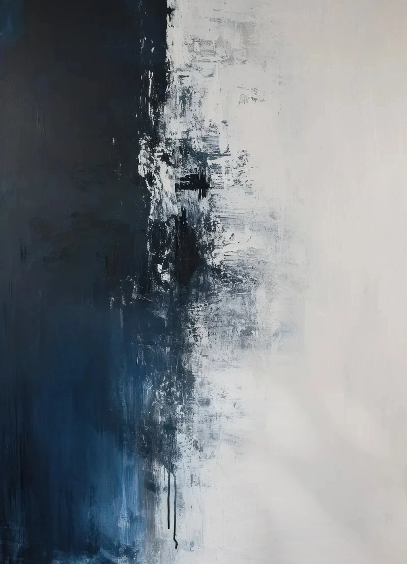 Modern Deep Blue Abstract Canvas Art for Living Room and Bedroom Wall Decor