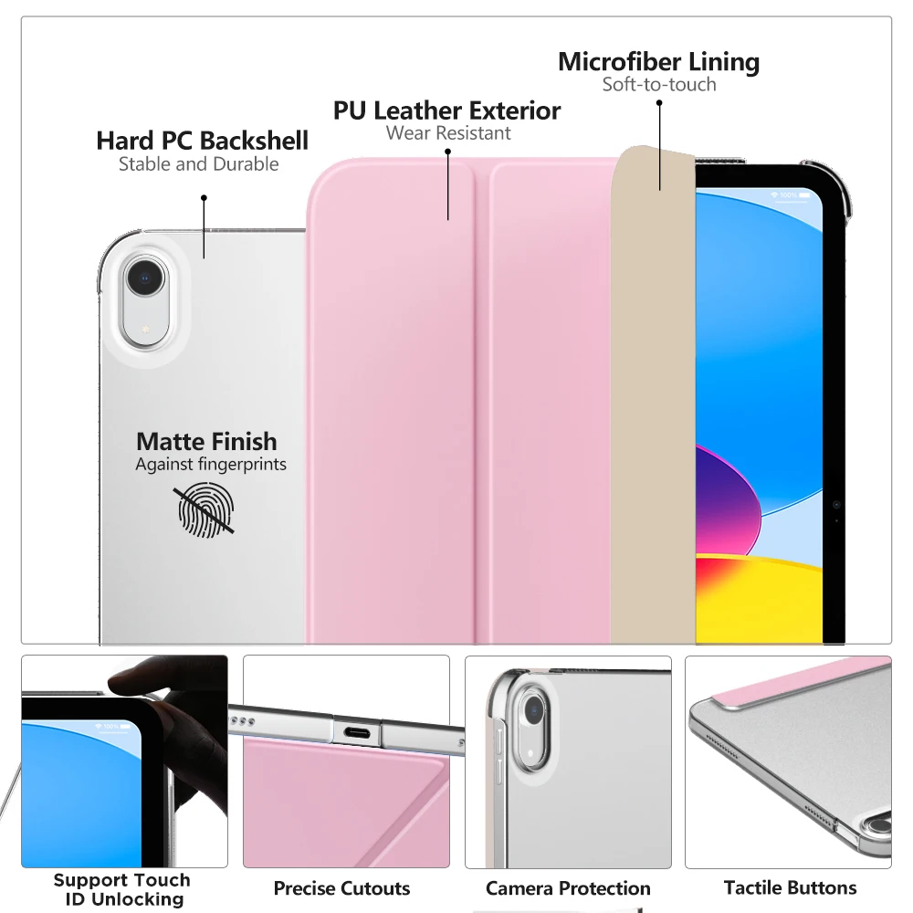 Sleek Translucent Stand Case with Hard Shell and Smart Cover