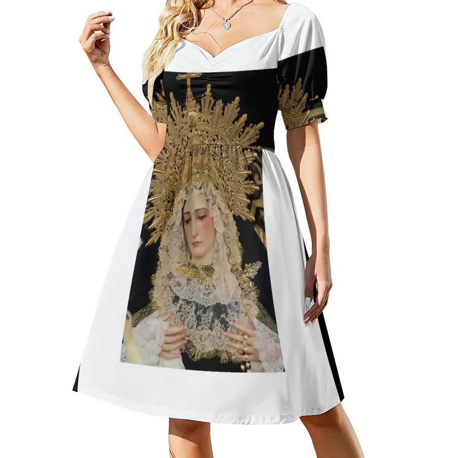 thumbnail image 1 of Vestido sin mangas de arte católico cristiano religioso de Nuestra Señora de Covadonga vestidos de ceremonia Vestido, 1 of 7