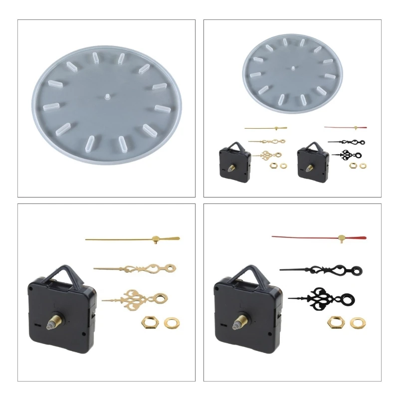 E0BF Clock Molds with Dial Accessories for Resin Large Round Silicone Epoxy Molds for Handmade DIY Jewelry Making