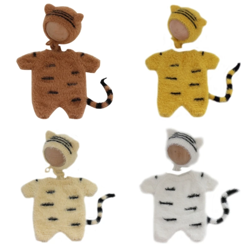 

N80C Newborn Photography Clothing Hat Jumpsuit Tail Suit Accessory for Infant Baby Girls Boys Studio Baby Photo