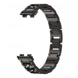 Elegant Diamond Stainless Steel Bracelet Strap - Honor Band 10 - 9 (Black)