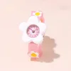Pink Flowers Dial Cute Girls Watch For Children Soft Strap Wristwatch For Student 1