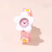 Pink Flowers Dial Cute Girls Watch For Children Soft Strap Wristwatch For Student 1