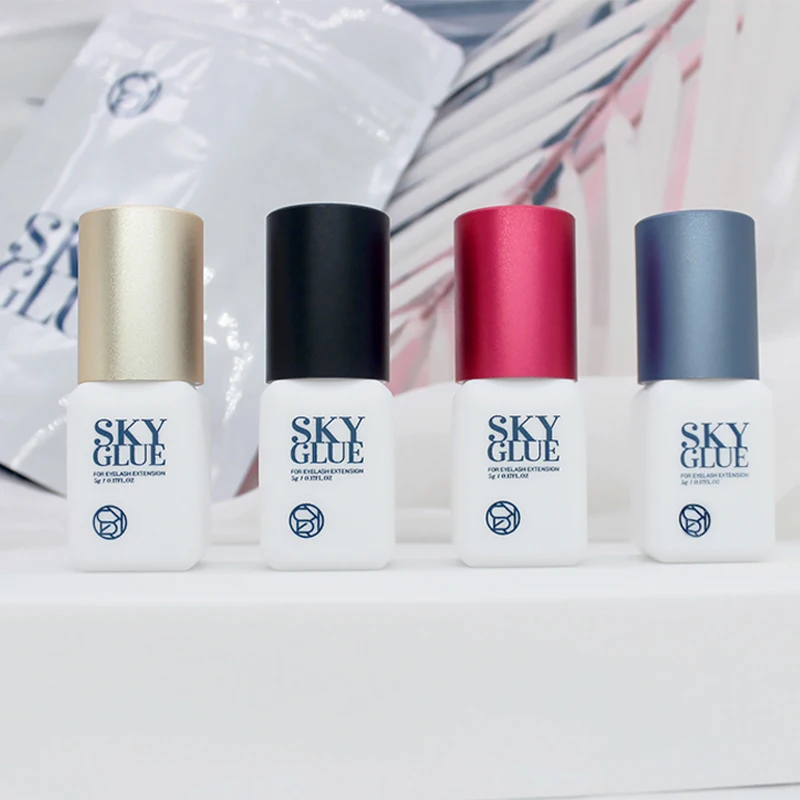 1 Bottle Sky Glue Fake Eyelash Extensions Adhesive 5ml Red Cap Black Fast Dry Sealed Bag Beauty Makeup Tools Professional Korea 3