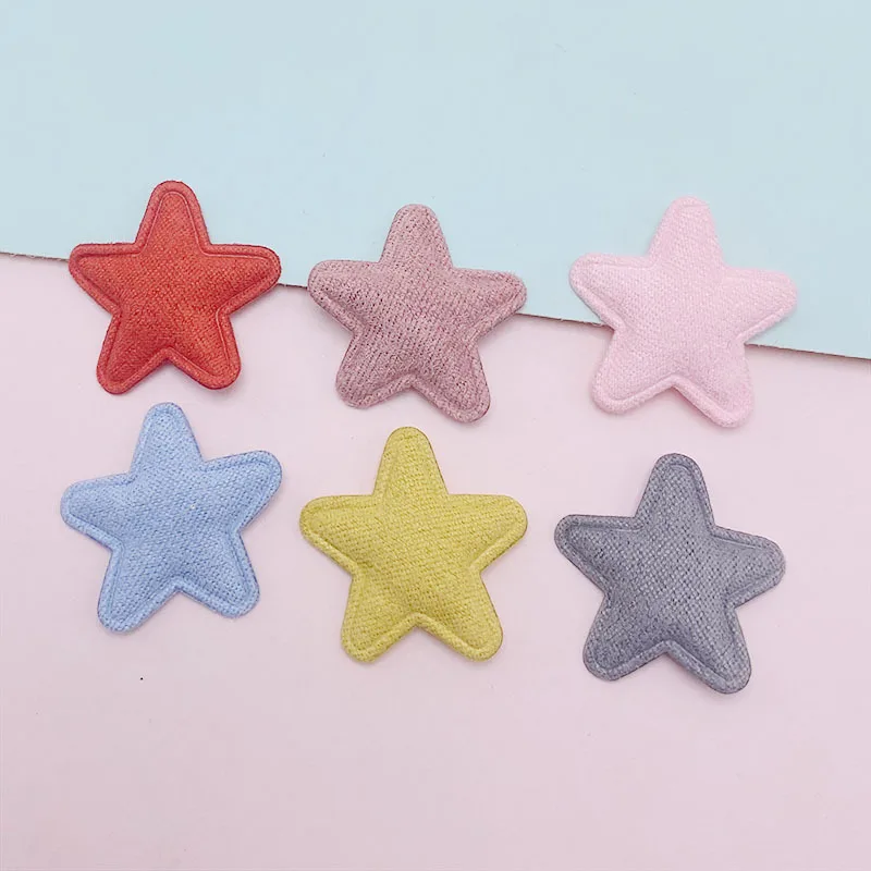 100Pcs 2,5 CM Stoff Sterne Gepolsterte Appliques Für Baby Kleidung Socke Hut Nähen DIY Headwear Haar Clip Bogen Zubehör patches